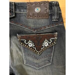 ANTIK DENIM Turquoise Studded Boho Rodeo Jeans ✨ Tecovas Ready - Sz 24